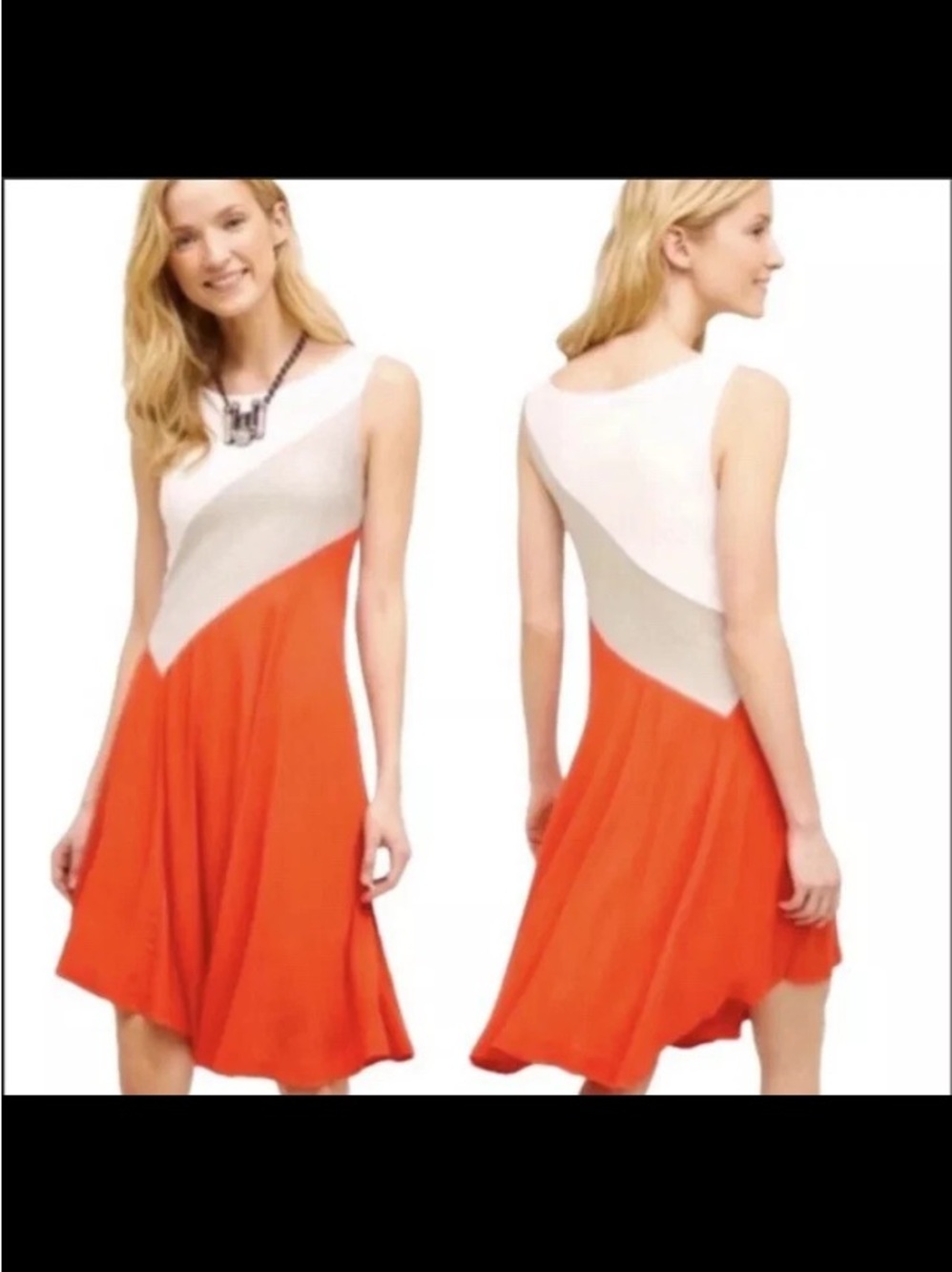 Anthropologie size small sleeveless tri color shift  dress excellent condition